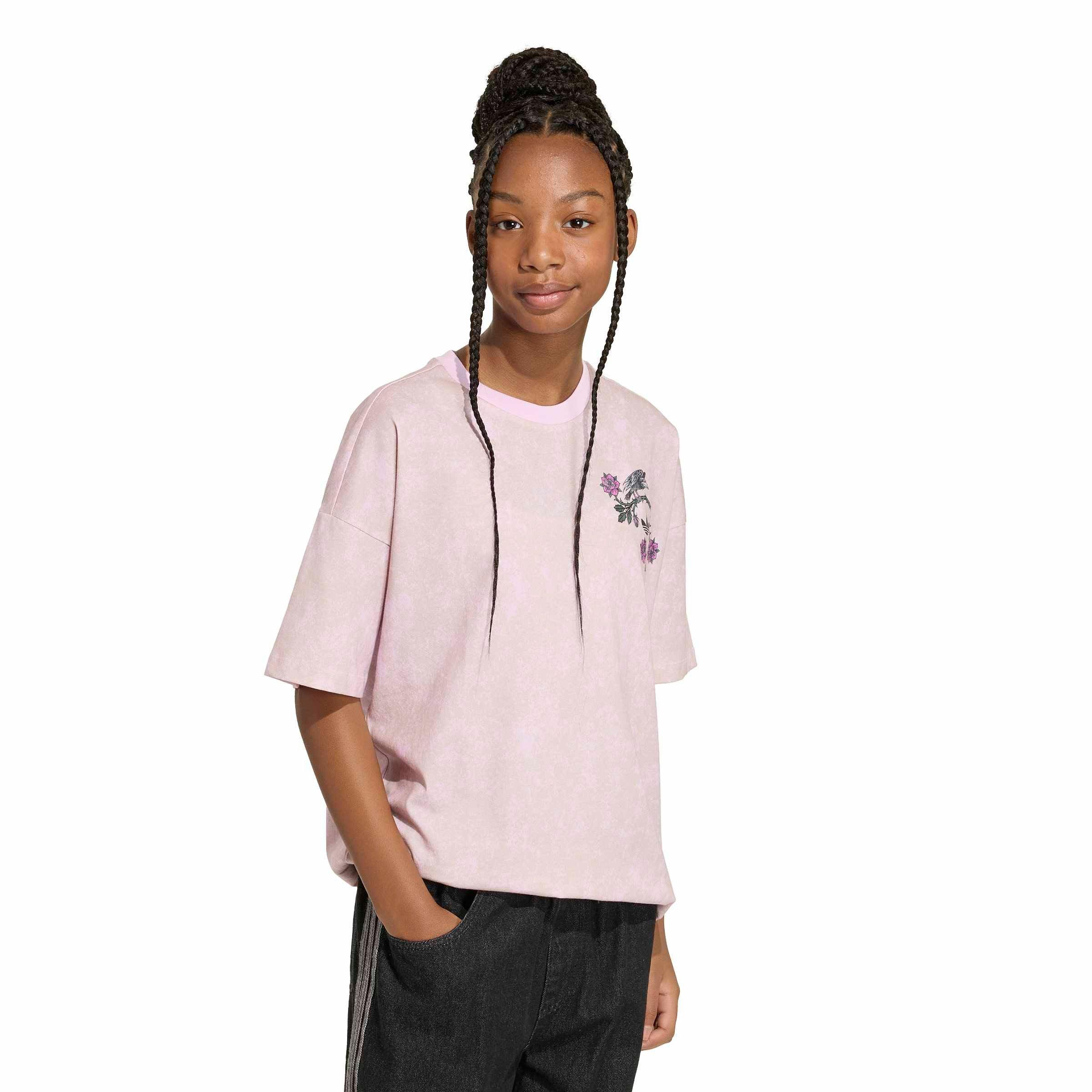 adidas Originals Big Girls' Disney Villains Oversized Washed Tee Shirt - Orchid Fusion - ORCHID FUSION